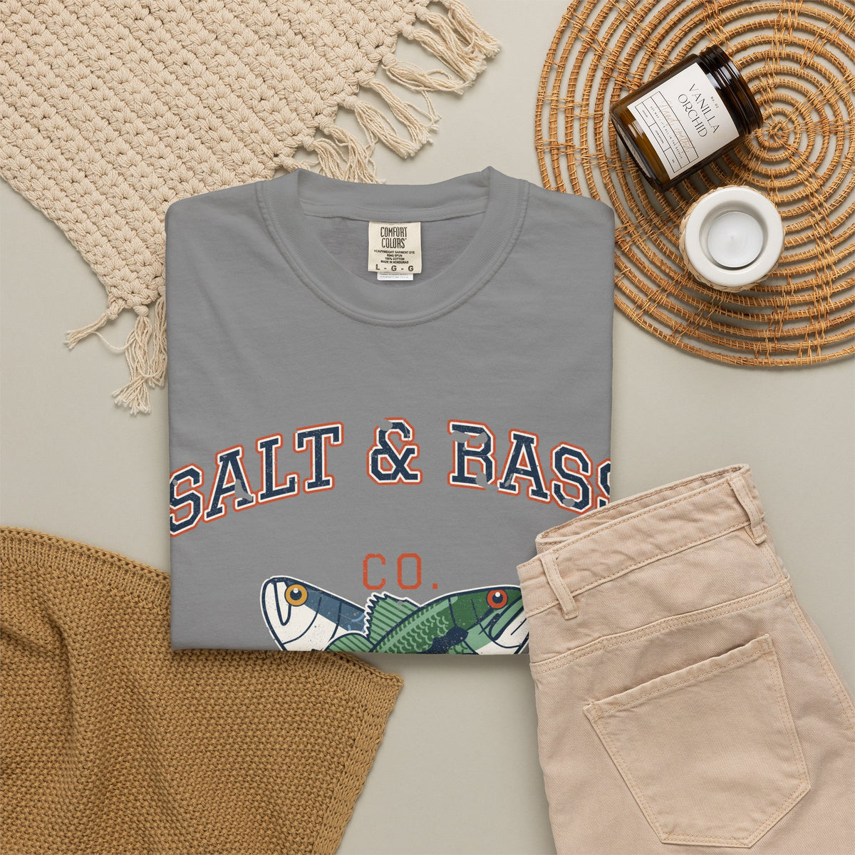 Salt & Bass Co. Est. on the Water Varsity Tee
