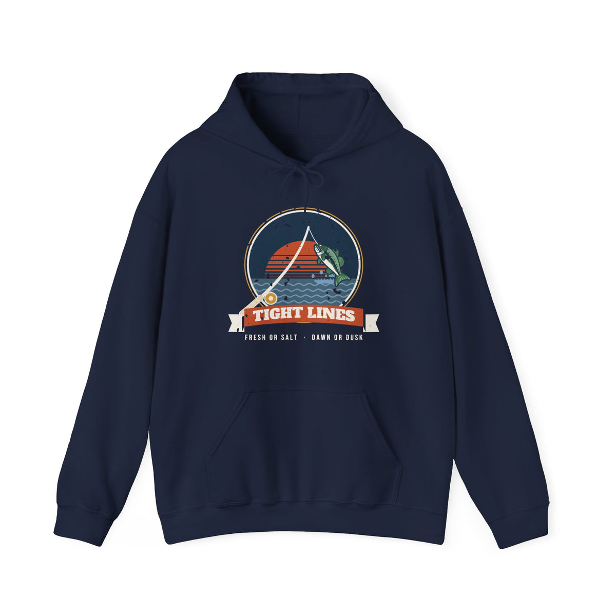Tight Lines Bent Rod Sunset Fishing Hoodie