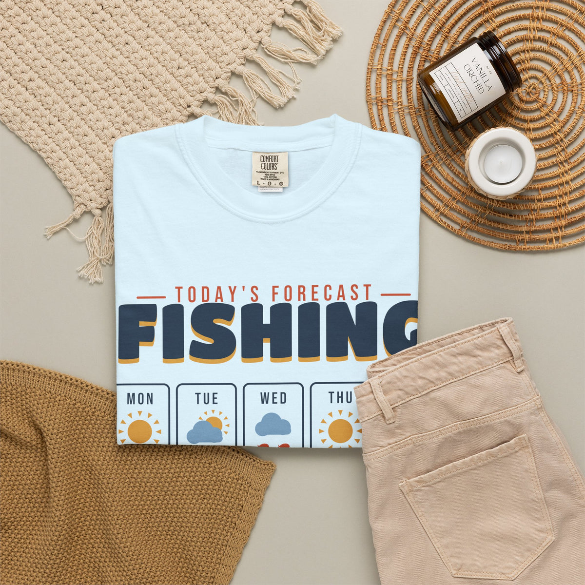 Today's Forecast Fishing Funny Weather Tee