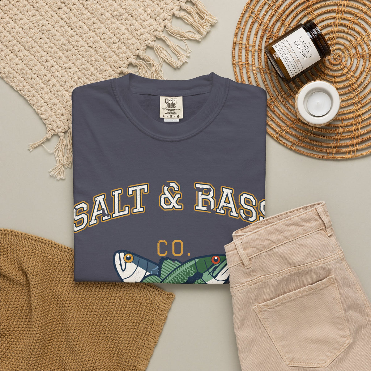 Salt & Bass Co. Est. on the Water Varsity Tee