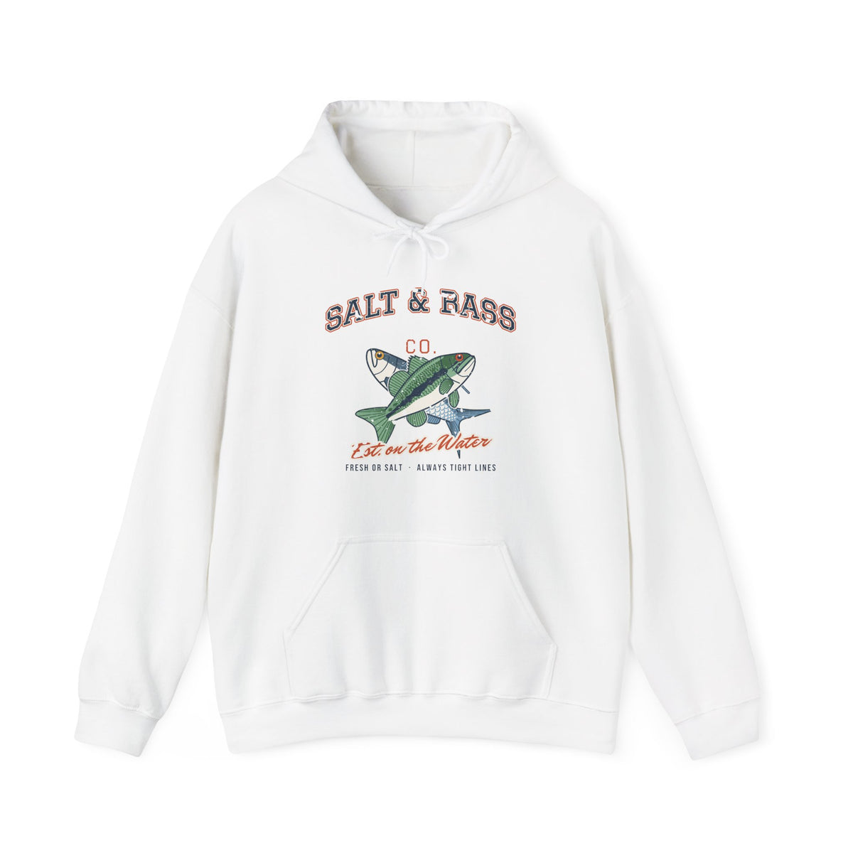 Salt & Bass Co. Est. on the Water Varsity Hoodie