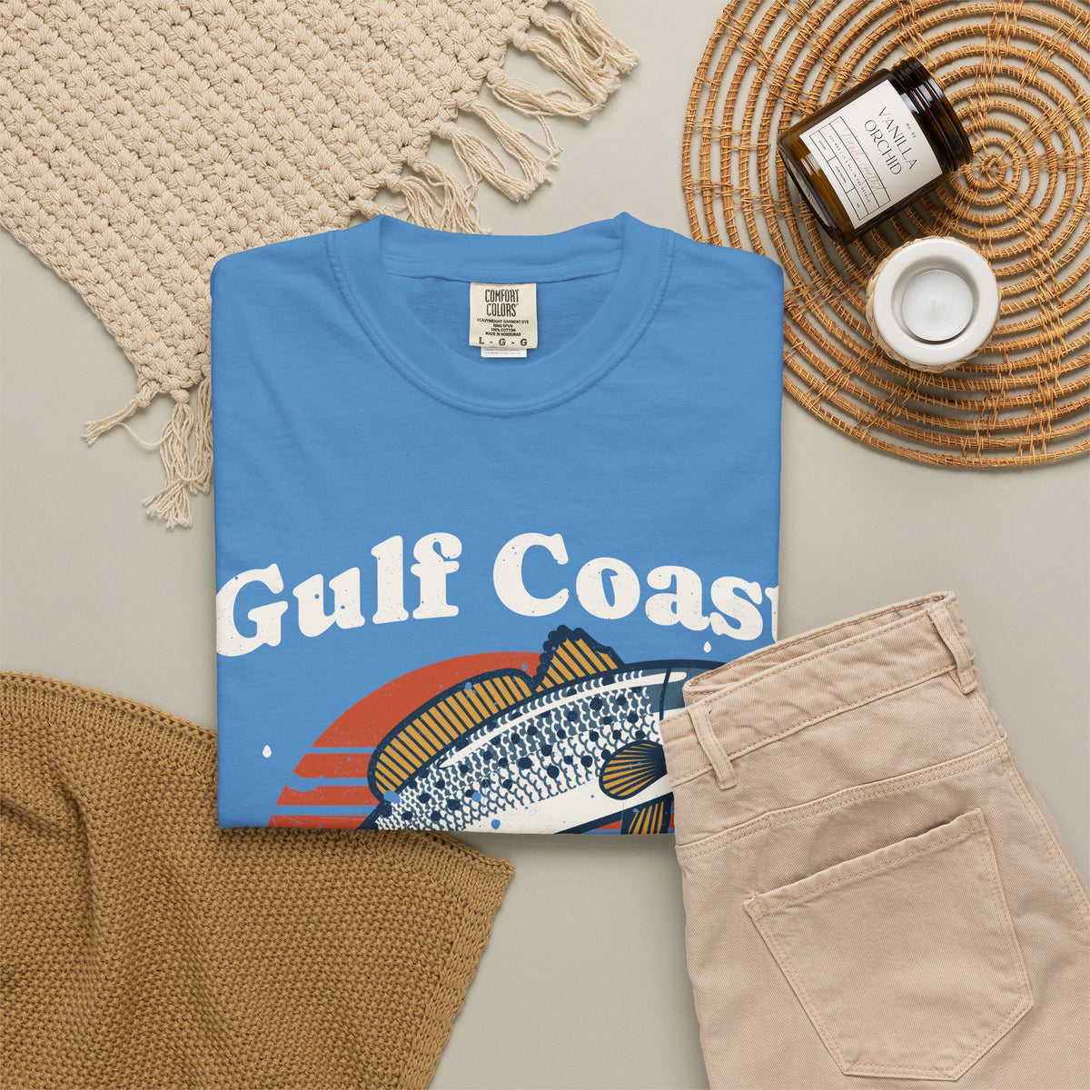 Gulf Coast Inshore Speckled Trout Retro Sunset Tee