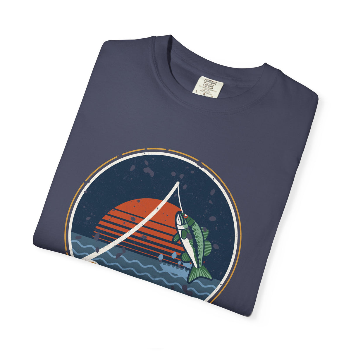Tight Lines Bent Rod Sunset Badge Tee