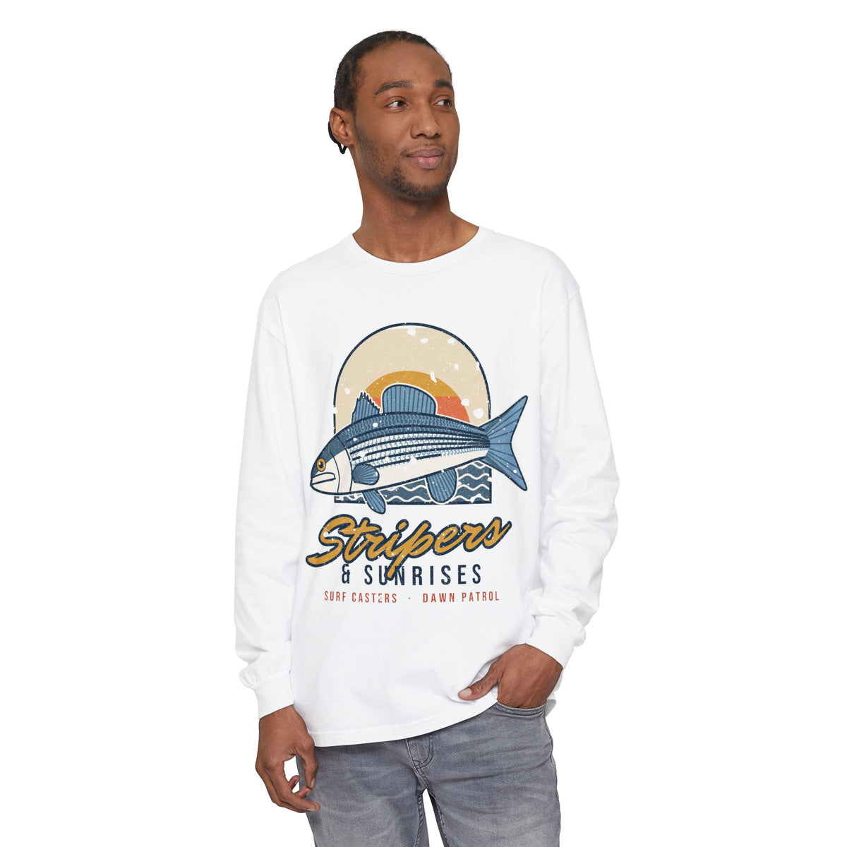 Stripers and Sunrises Surf Fishing Long Sleeve Shirt