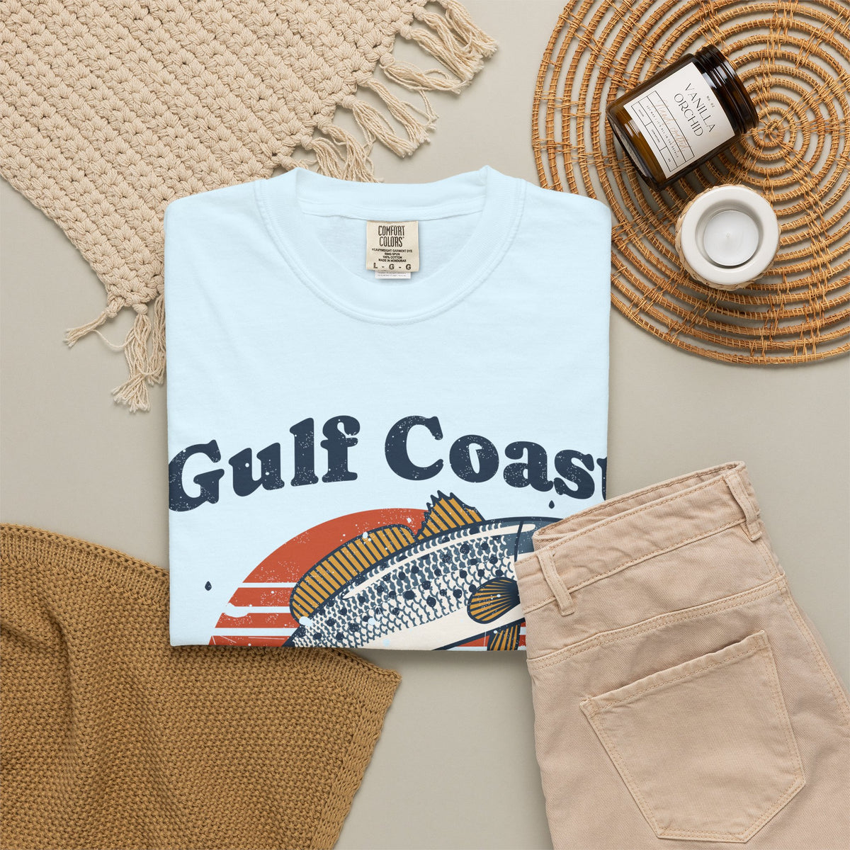 Gulf Coast Inshore Speckled Trout Retro Sunset Tee
