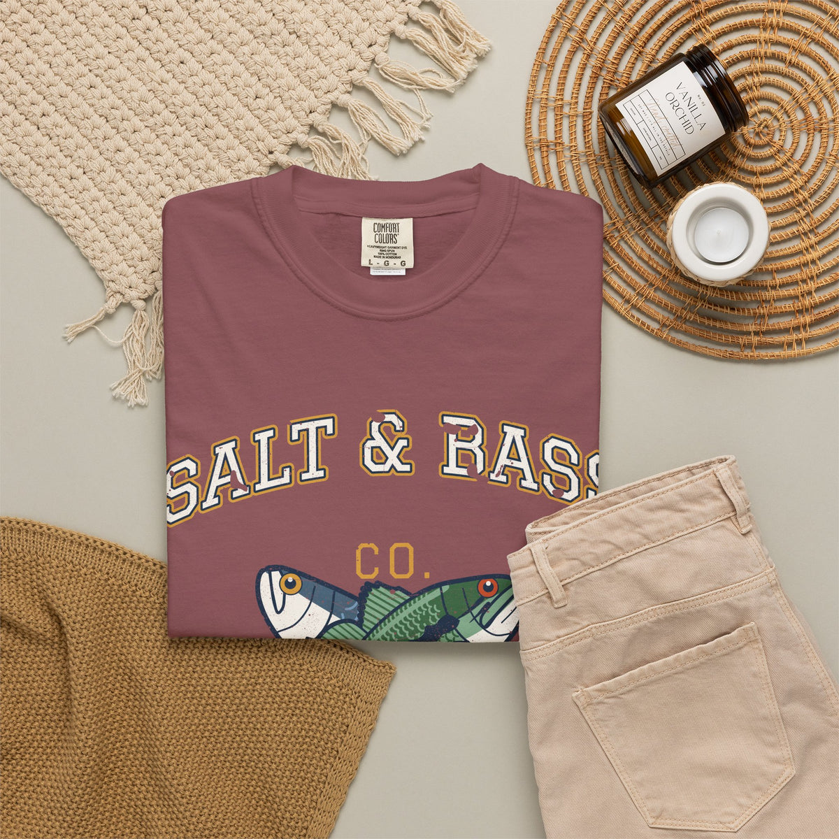 Salt & Bass Co. Est. on the Water Varsity Tee