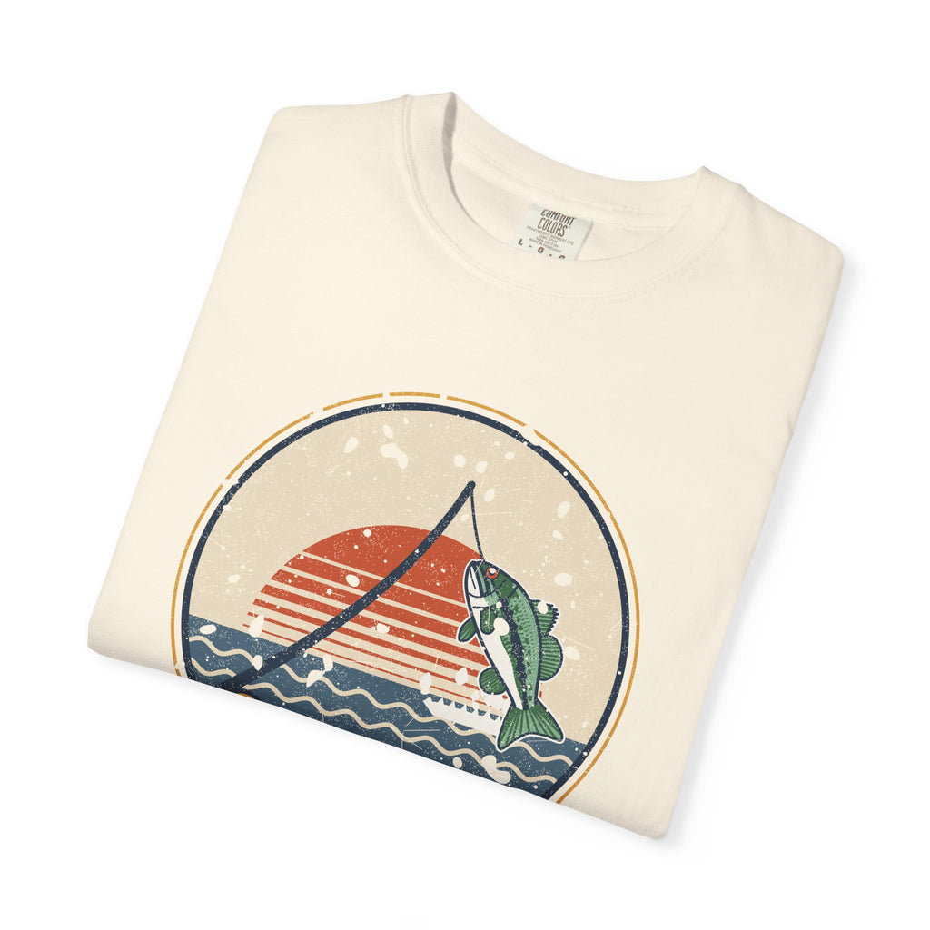 Tight Lines Bent Rod Sunset Badge Tee