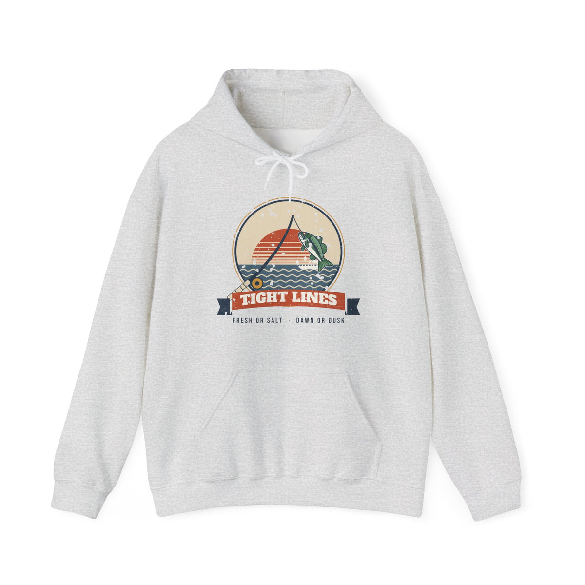 Tight Lines Bent Rod Sunset Fishing Hoodie
