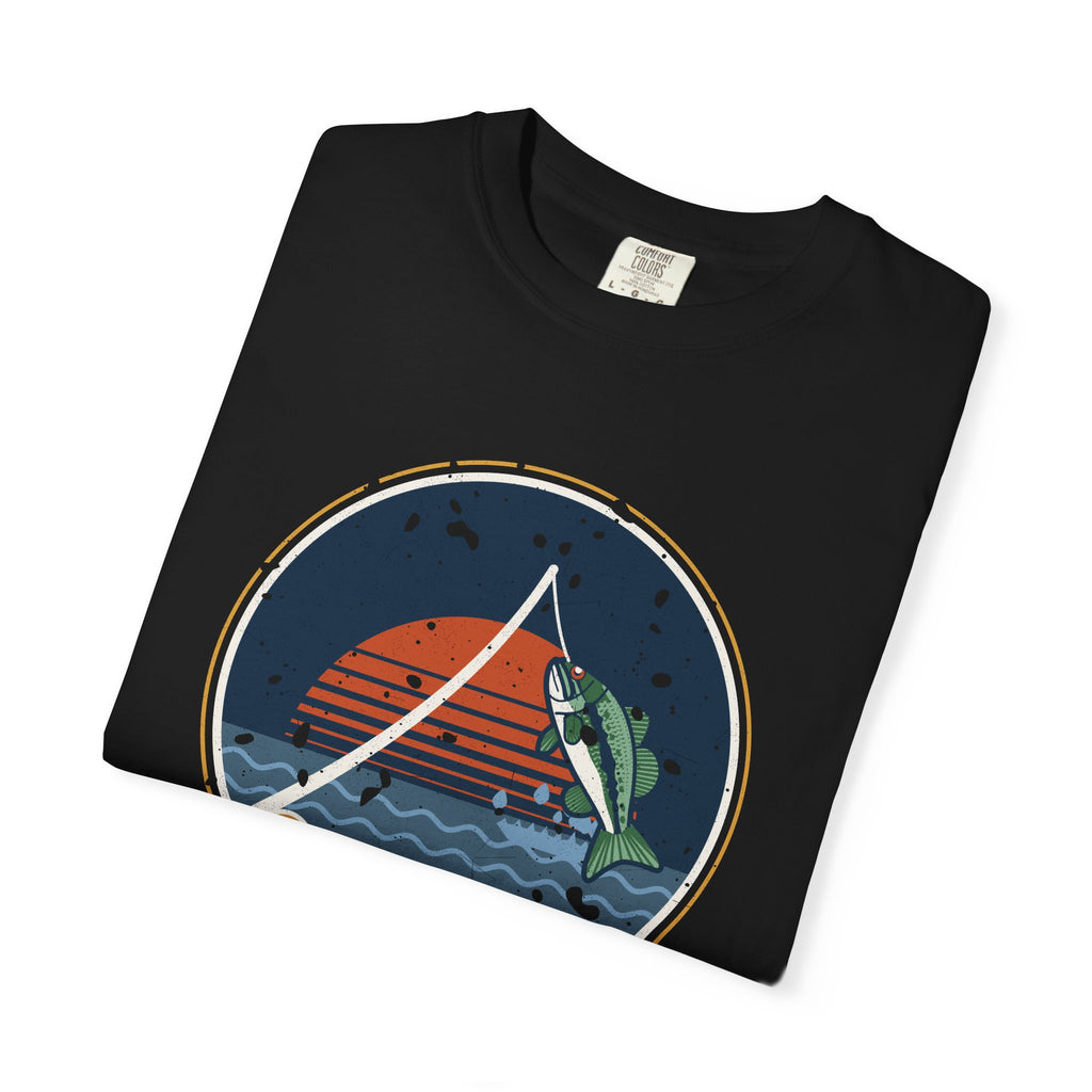 Tight Lines Bent Rod Sunset Badge Tee