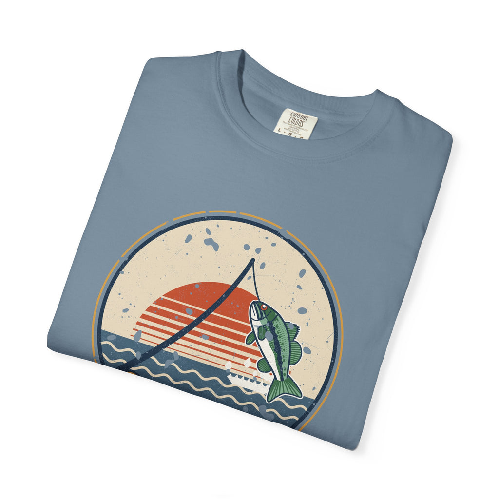 Tight Lines Bent Rod Sunset Badge Tee