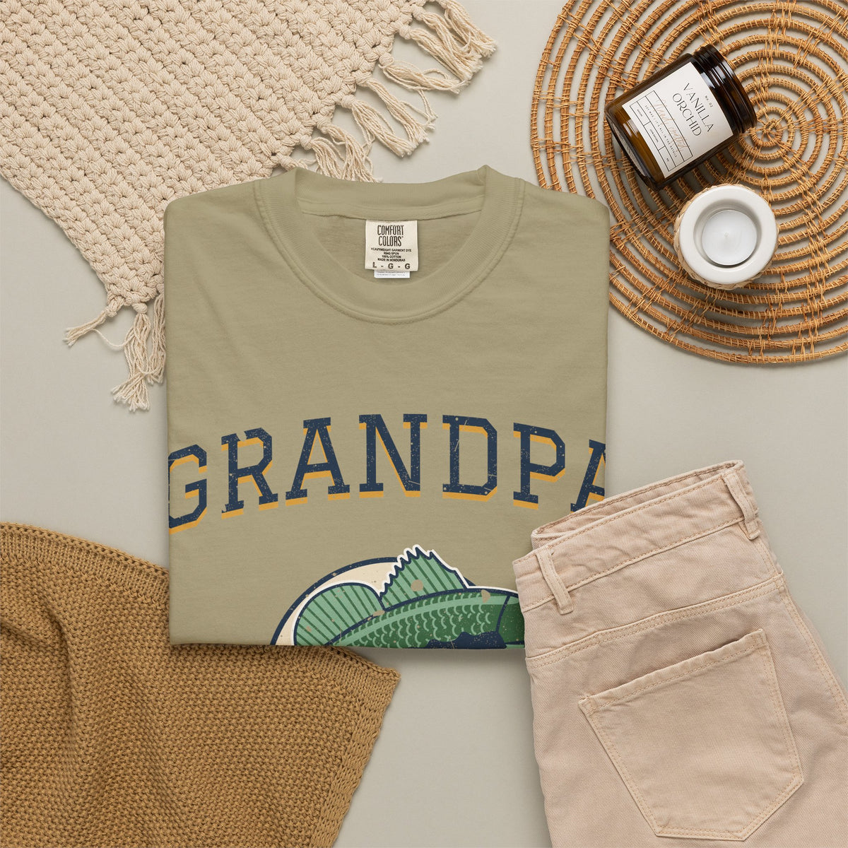 Grandpa Legend of the Lake Bass Fishing Tee