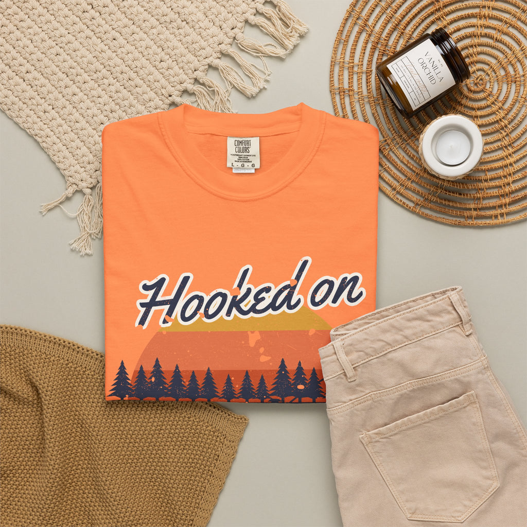 Hooked on Sunrises Lake Fishing Tee
