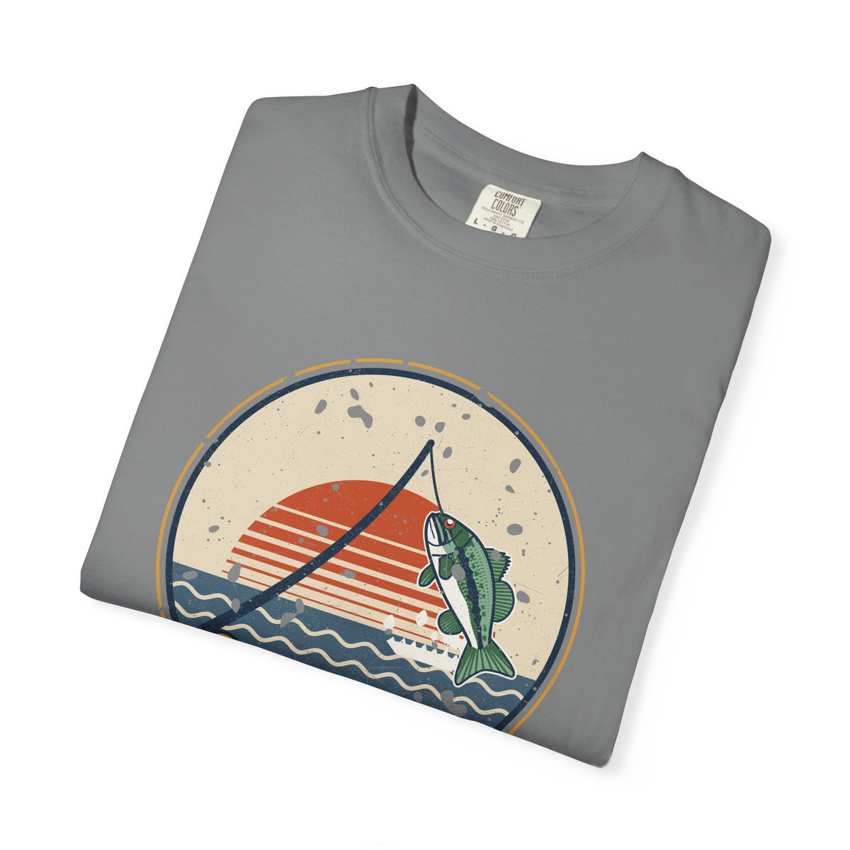 Tight Lines Bent Rod Sunset Badge Tee