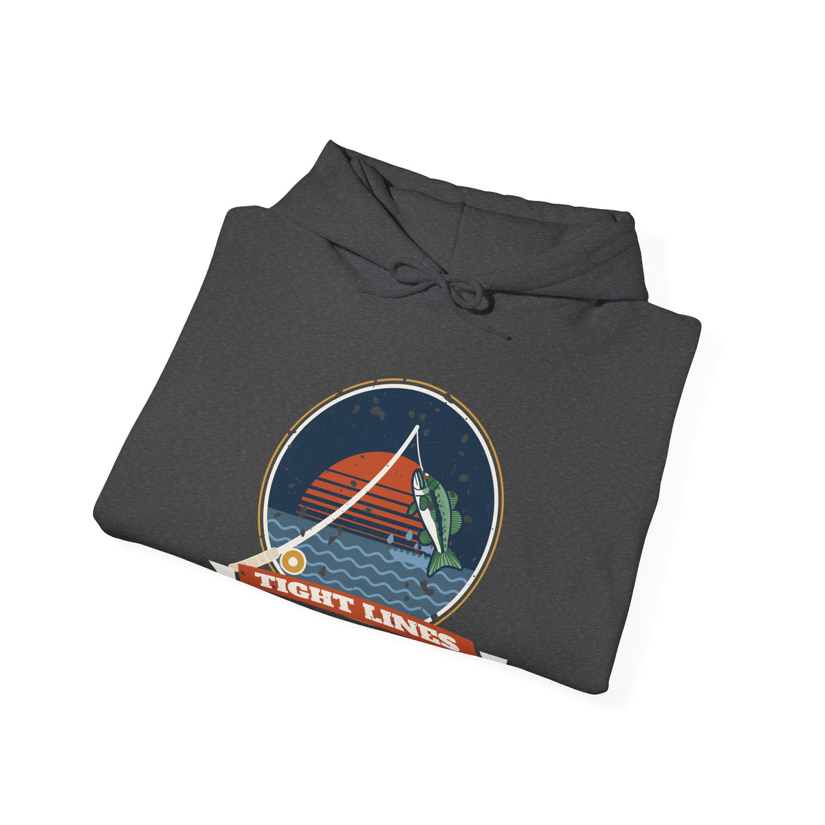 Tight Lines Bent Rod Sunset Fishing Hoodie
