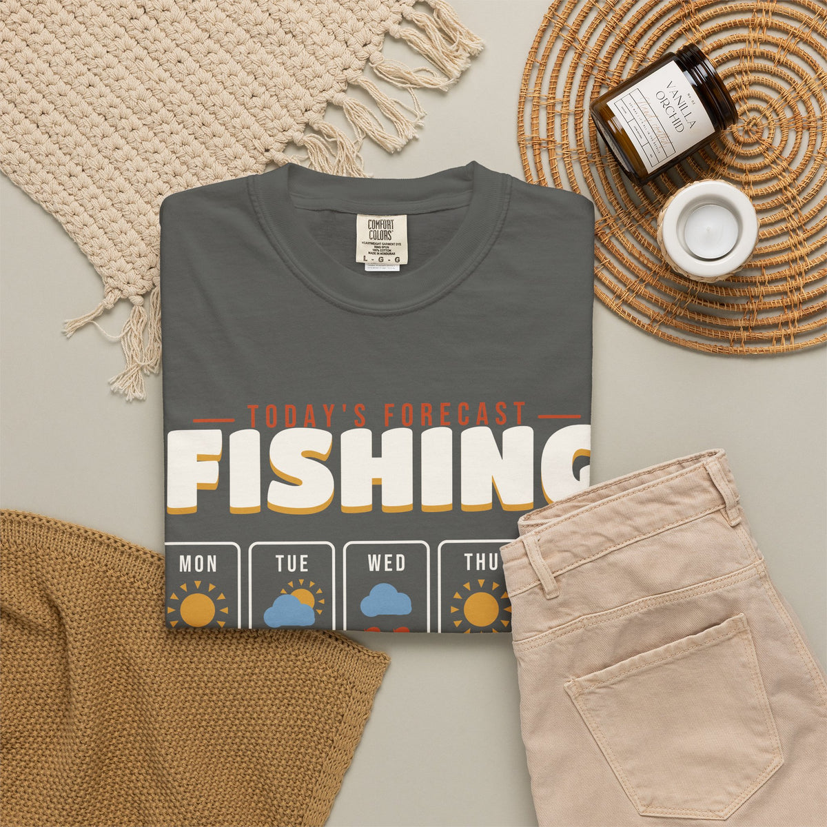 Today's Forecast Fishing Funny Weather Tee