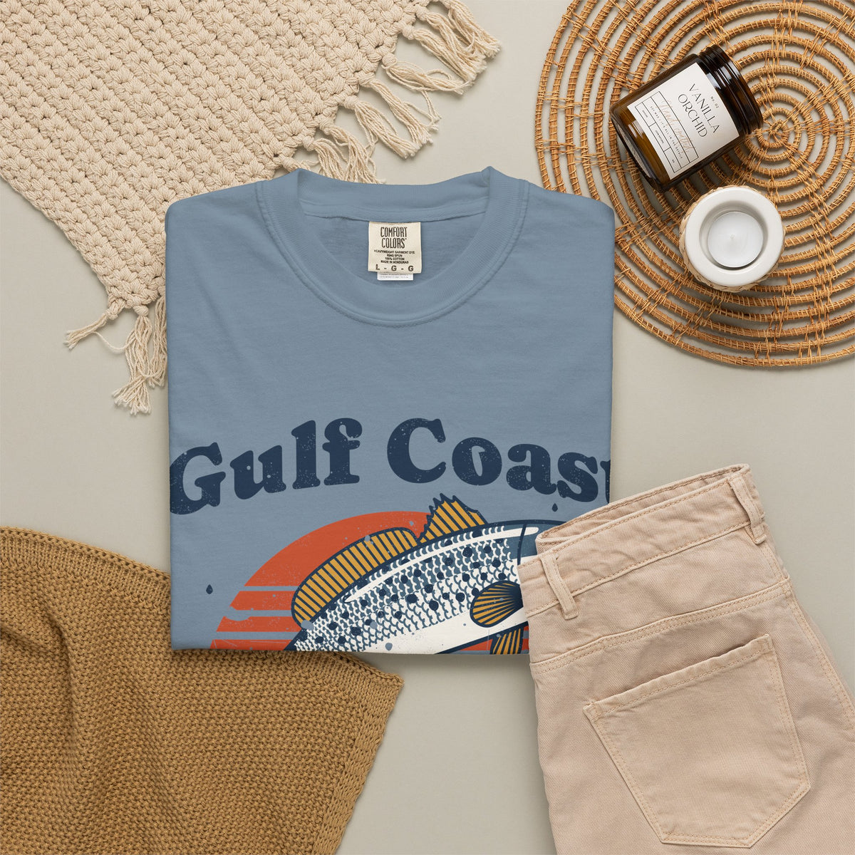 Gulf Coast Inshore Speckled Trout Retro Sunset Tee