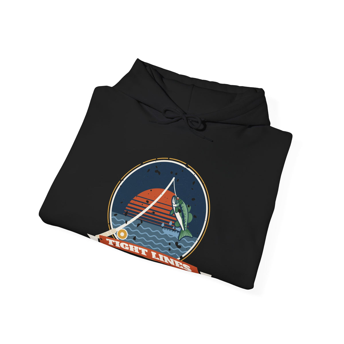 Tight Lines Bent Rod Sunset Fishing Hoodie