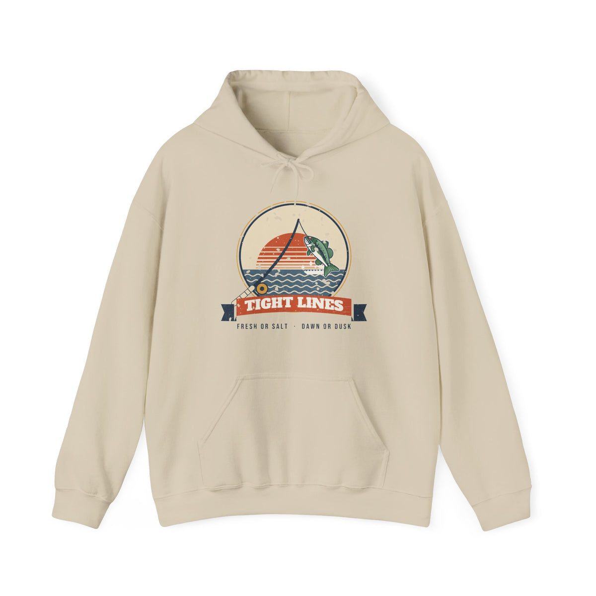 Tight Lines Bent Rod Sunset Fishing Hoodie