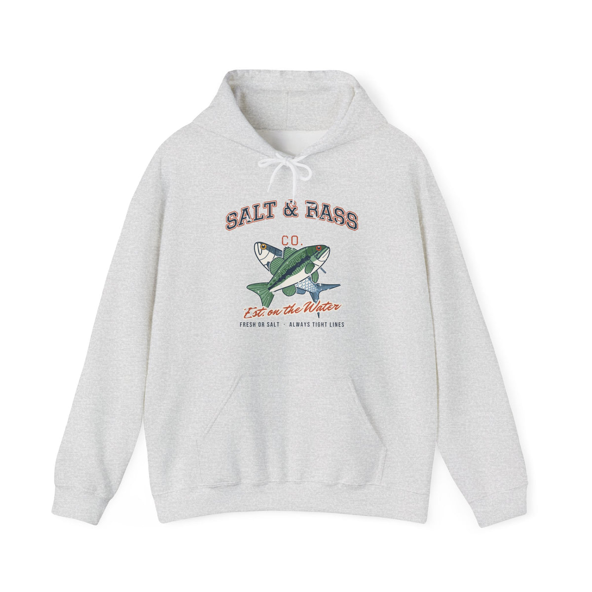 Salt & Bass Co. Est. on the Water Varsity Hoodie