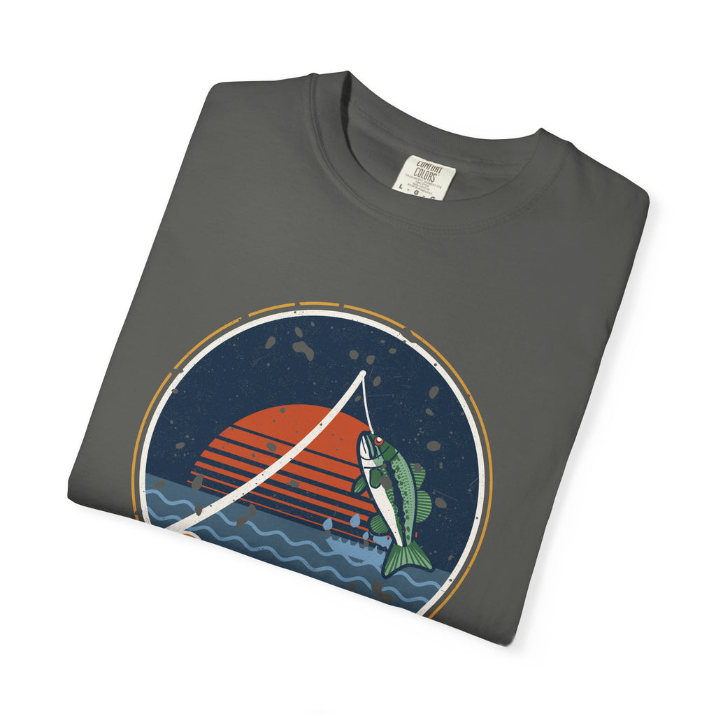 Tight Lines Bent Rod Sunset Badge Tee