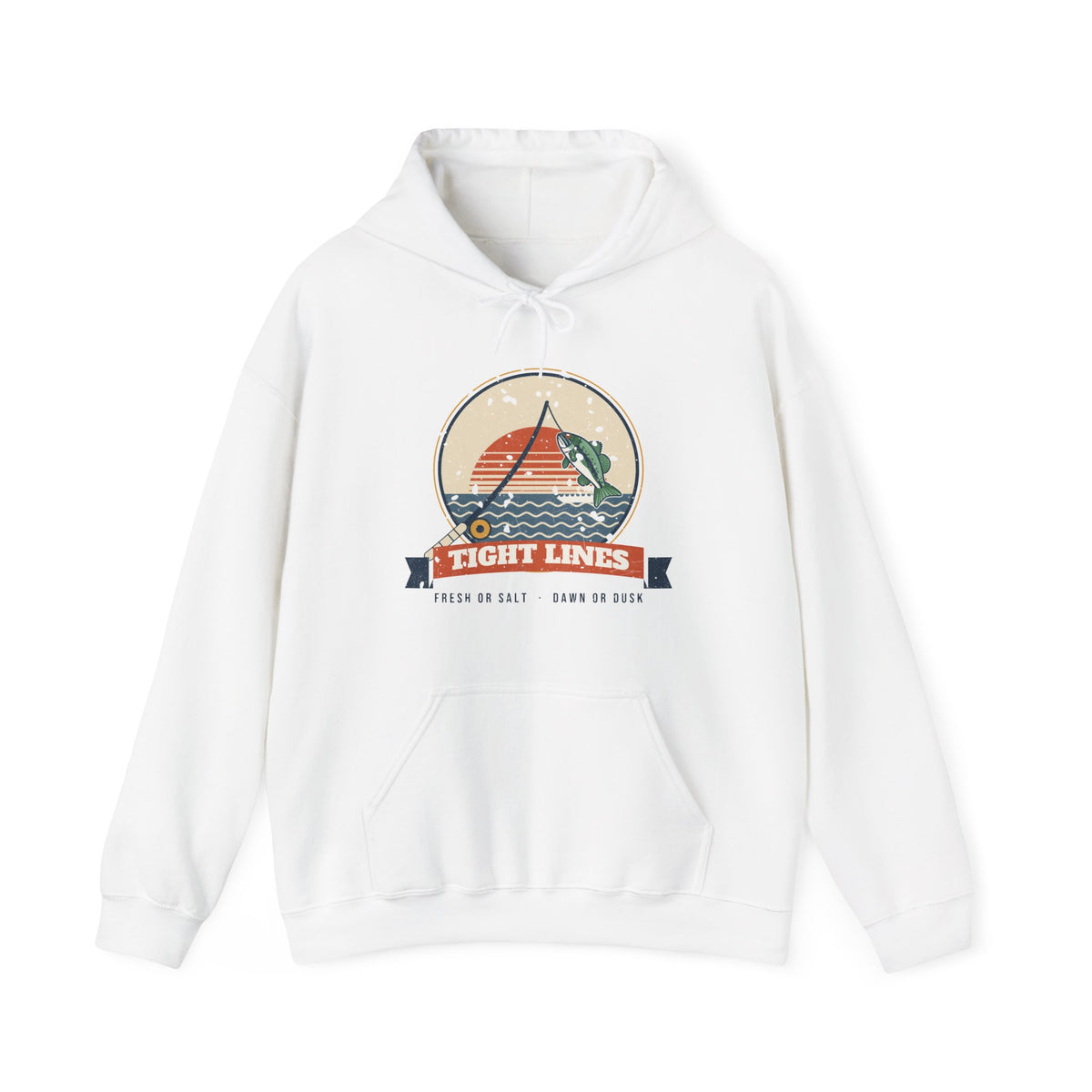 Tight Lines Bent Rod Sunset Fishing Hoodie