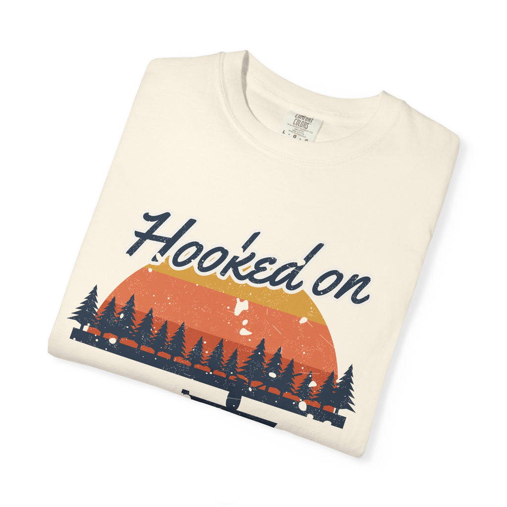 Hooked on Sunrises Lake Fishing Tee