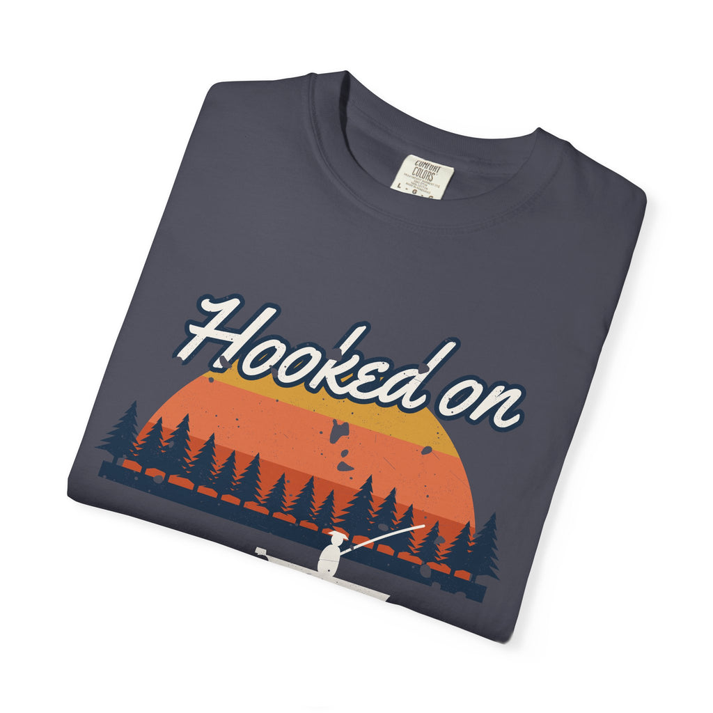 Hooked on Sunrises Lake Fishing Tee